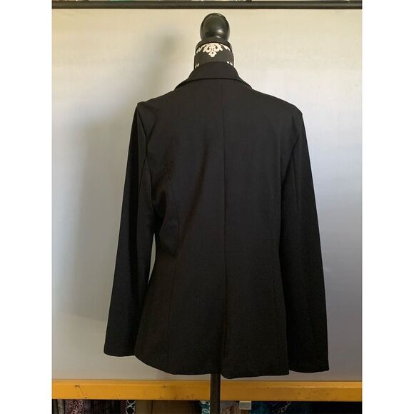 Mossimo Women's Black Open Front Blazer Jacket Size M Notched Collar Tailored - Picture 6 of 15